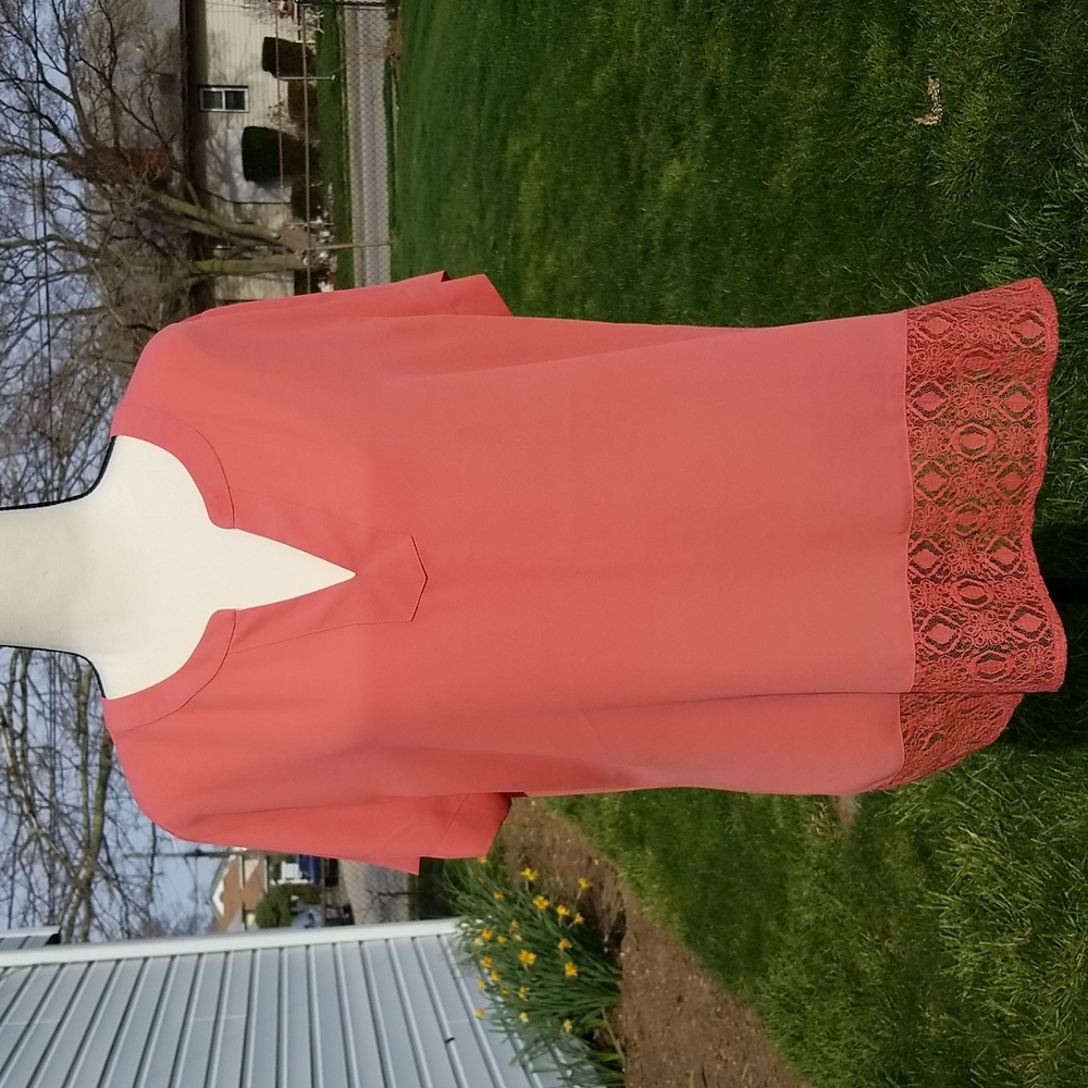 Orange V neck blouse